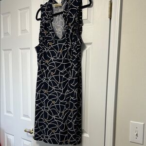 MICHAEL Michael Kors Black and White Patterned Midi Dress